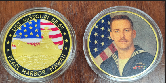 Custom Photo Challenge Coin Battleship Missouri (2 QTY)